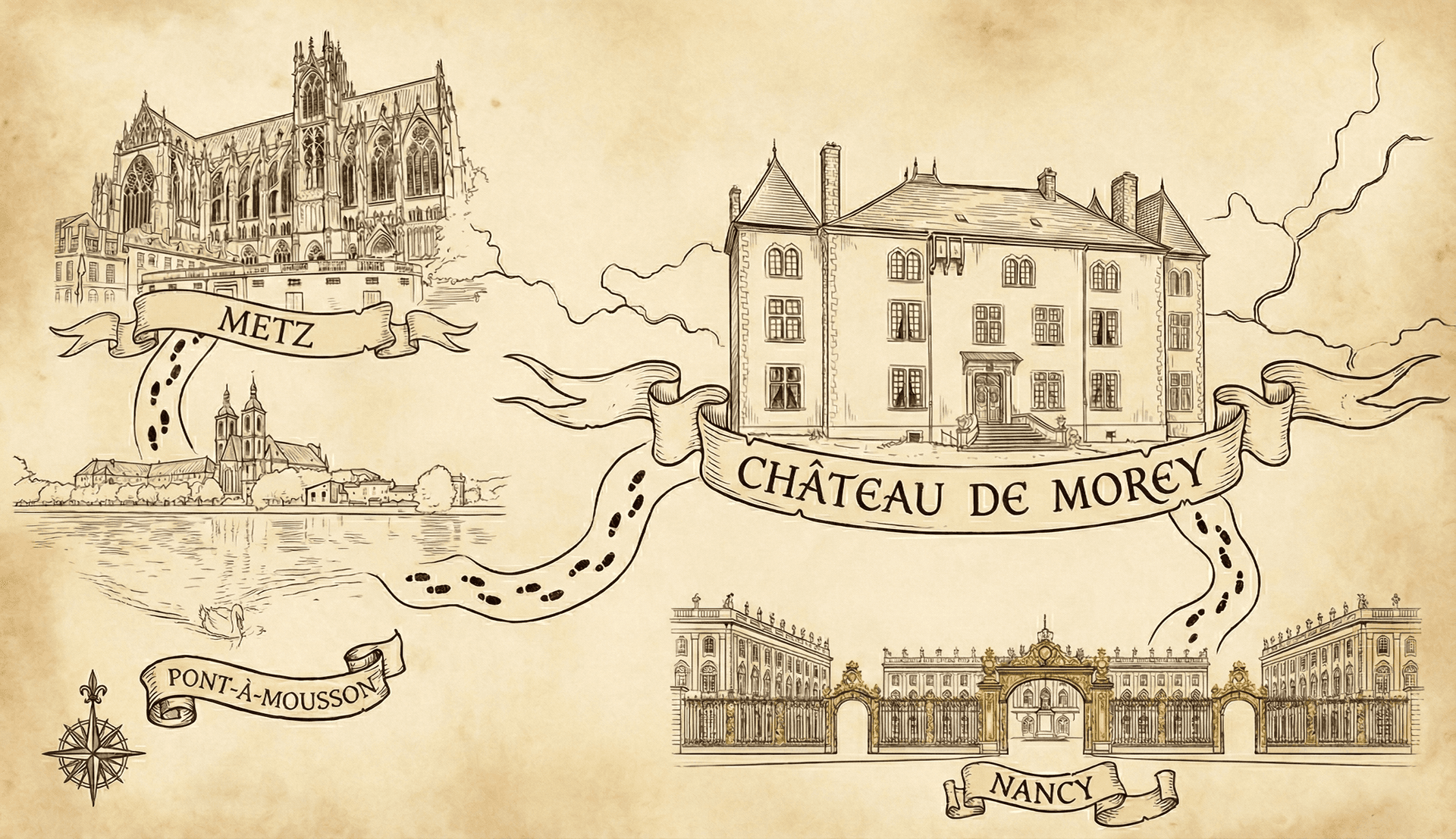 Localisation Château de Morey près de Nancy et Metz, également Pont à mousson